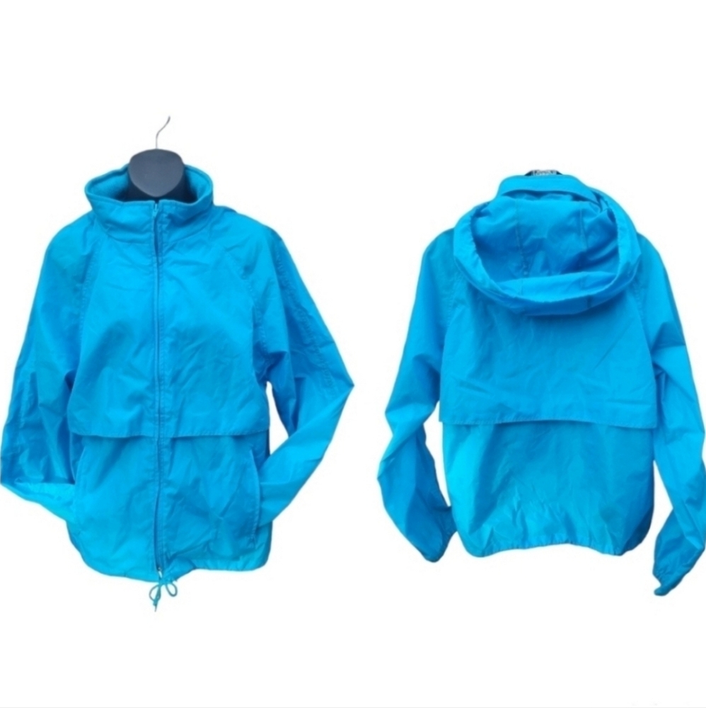 Eddie Bauer VTG 90's Zip Up Windbreaker W/ Packable Hood Sz M